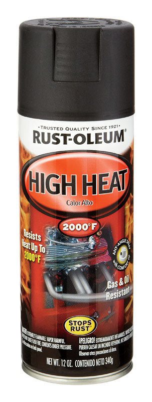 Rust-Oleum Automotive Flat Black High Heat Spray Paint 12 oz - PACK OF 6