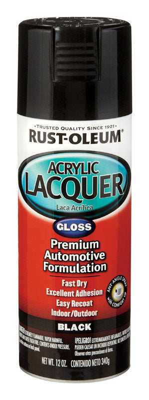 Rust-Oleum Automotive Lacquer Gloss Black Automotive Acrylic Lacquer Spray 12 oz